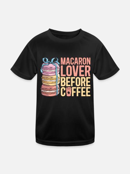 Macaron Lover Before Coffee Baking Coffee Lover - Kids Functional T-Shirt - black - Front