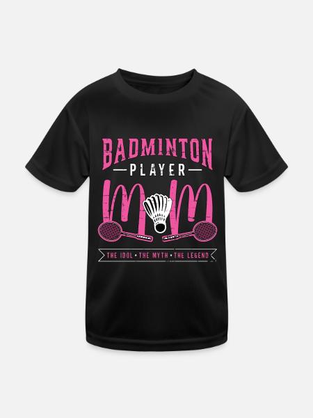 Badminton Player Mom The Idol Loves Badminton - Kinder Funktions-T-Shirt - Schwarz - Vorne