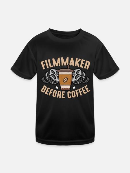 Filmmaker Before Coffee Director Coffee Lover - Kids Functional T-Shirt - black - Front