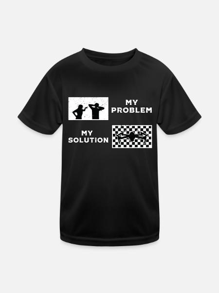 Drone Racing Lover My Problem My Pictogram Dad Mom - Kinder Funktions-T-Shirt - Schwarz - Vorne