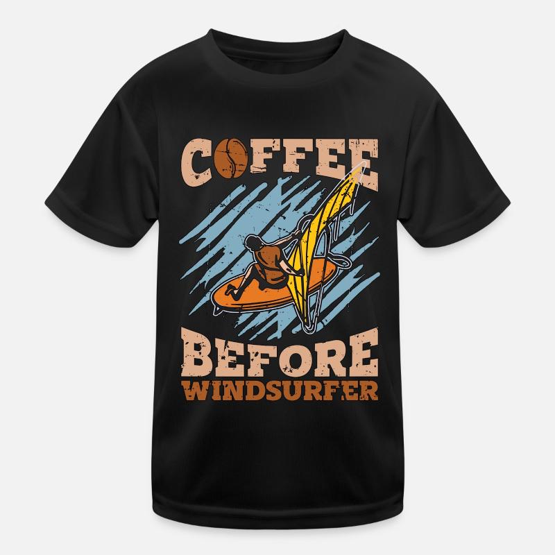 Café de planche à voile avant l’amateur de café de wakeboard T-shirt sport Enfant