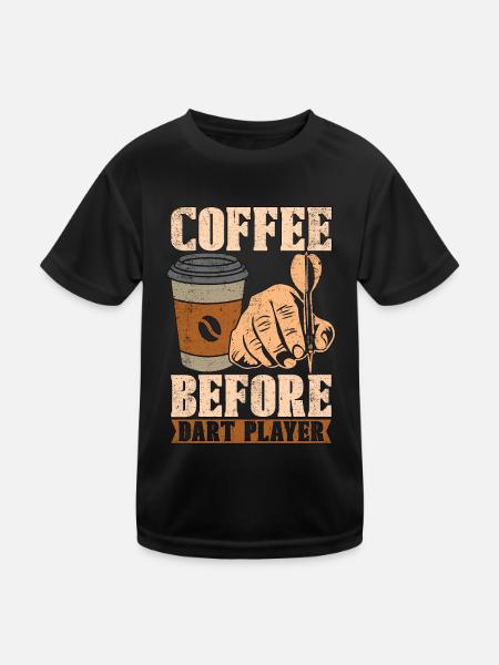 Dart Player Coffee Before Bullseye Coffee Lover - Kinder Funktions-T-Shirt - Schwarz - Vorne