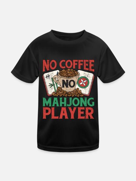 Joueur de Mahjong Pas De Café Pas D’amateur De Café Mahjong - T-shirt sport Enfant - noir - Devant
