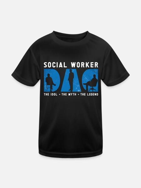 Social Worker Dad The Idol The Myth Social Work - Kinder Funktions-T-Shirt - Schwarz - Vorne