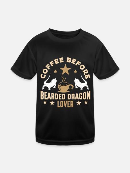 Bearded Dragon Coffee Herpetologist Coffee Lover - Kids Functional T-Shirt - black - Front