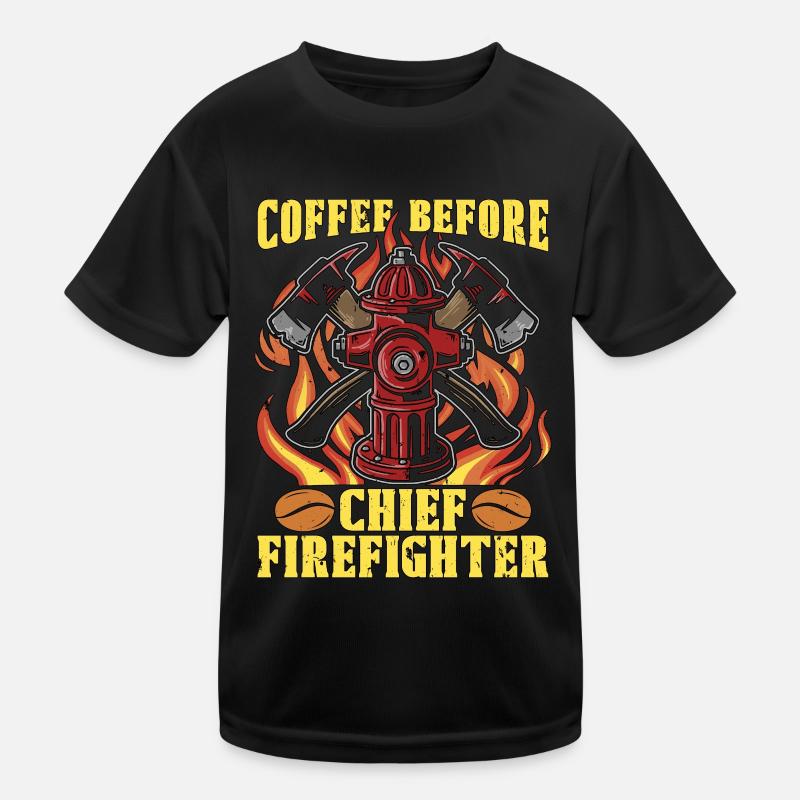 Chief Firefighter Coffee Firefighter Coffee Lover Kids Functional T-Shirt