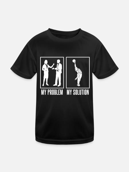 Alley Bowling Player My Problem My Pictogram Dad - Kinder Funktions-T-Shirt - Schwarz - Vorne
