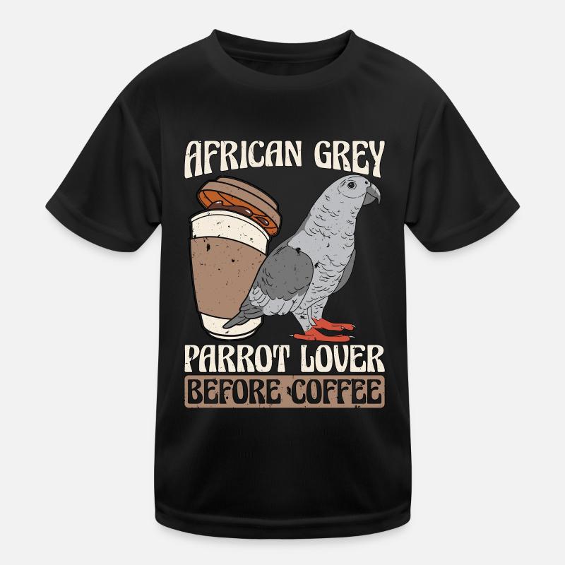 African Grey Parrot Lover Before Parrot Coffee Kinder Funktions-T-Shirt