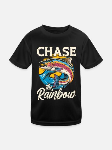 Trout Fishing Chase The Rainbow Fishing Tournament - Kids Functional T-Shirt - black - Front