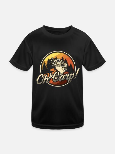 Carp Fishing Oh Carp Loves Sport Fishing Fishermen - Kinder Funktions-T-Shirt - Schwarz - Vorne