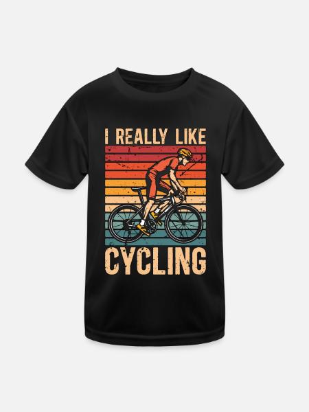 Cyclist I Really Like Cycling Retro Loves Cycling - Kinder Funktions-T-Shirt - Schwarz - Vorne