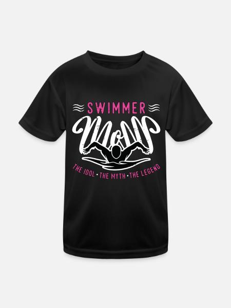 Maman nageuse L’idole Le mythe L’amoureux de la natation - T-shirt sport Enfant - noir - Devant