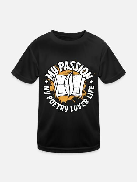 Amoureux de la poésie Ma passion Mon amoureux de la poésie Livresque - T-shirt sport Enfant - noir - Devant