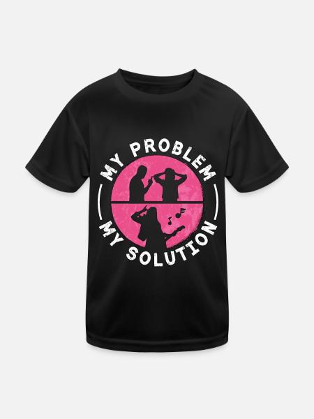 Rock N Roll My Problem My Solution Pictogram Mom - Kids Functional T-Shirt - black - Front