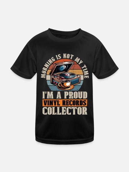 Vinyl Records Morning n’est pas mon temps Amateur de vinyle - T-shirt sport Enfant - noir - Devant