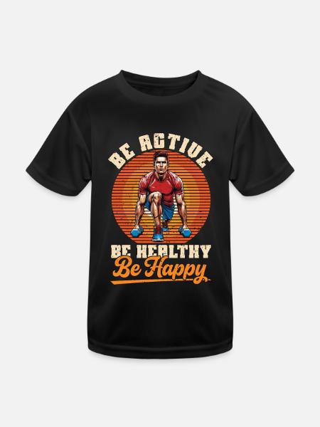 Health Coach Be Active Be Healthy Be Fitness Coach - Kids Functional T-Shirt - black - Front