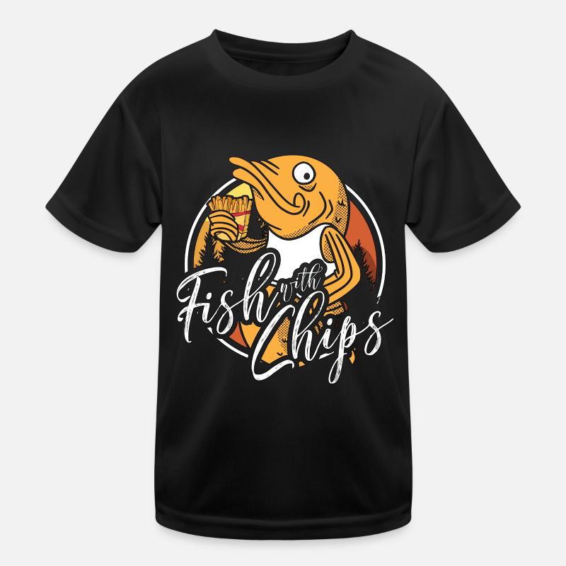 Poisson avec frites Cuisine de rue britannique Fish and Chips T-shirt sport Enfant