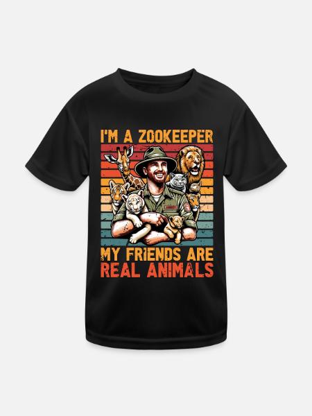 Zoologist I'm A Zookeeper My Friends Ornithologist - Kids Functional T-Shirt - black - Front