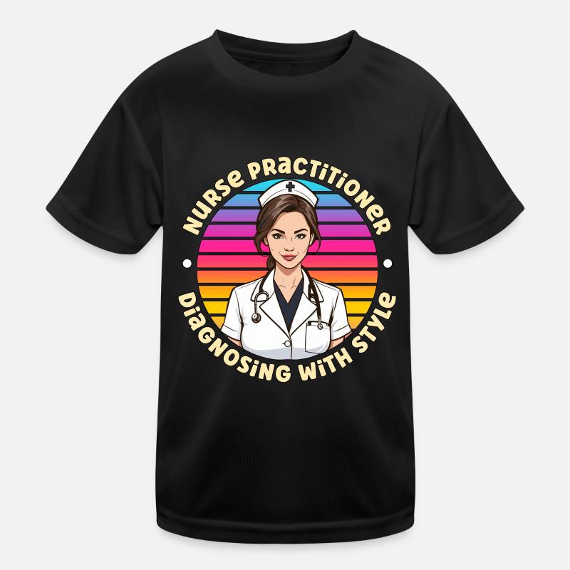 Nurse Practitioner Diagnosing With Style Medical Kinder Funktions-T-Shirt