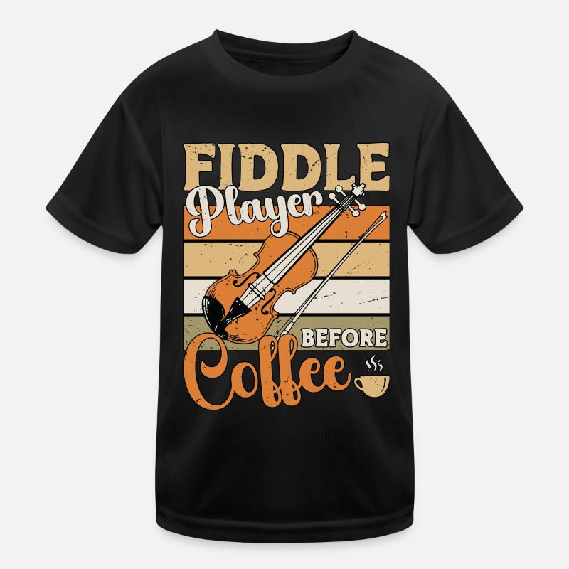 Fiddle Player Before Coffee Musician Coffee Lover Kids Functional T-Shirt