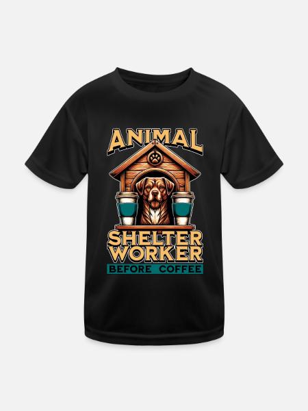 Animal Shelter Worker Before Foster Home Coffee - Kinder Funktions-T-Shirt - Schwarz - Vorne