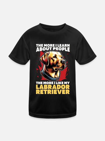 Labrador Retriever The More I Learn Labrador Dog - Kids Functional T-Shirt - black - Front