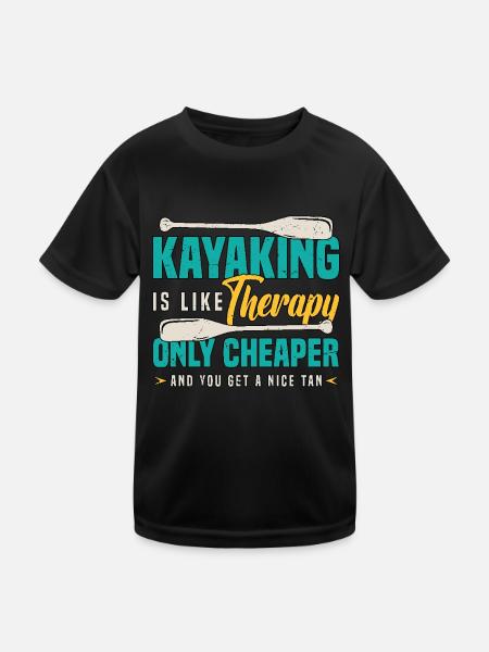 Kayak Pêche Le kayak est comme une thérapie : le canoë - T-shirt sport Enfant - noir - Devant
