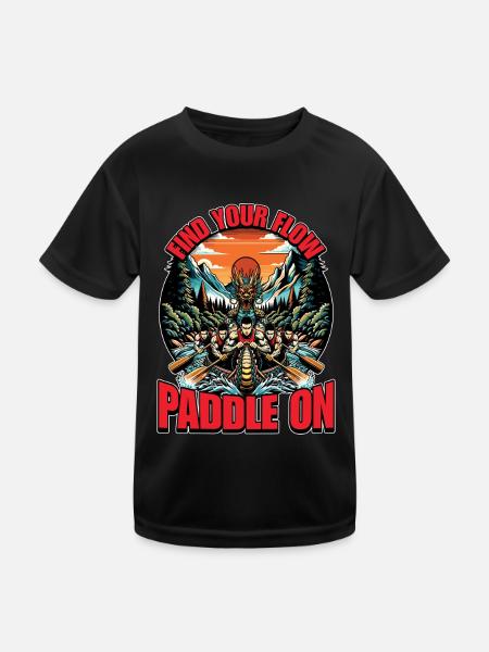 Dragon Boating Find Your Flow Paddle Water Sports - Kinder Funktions-T-Shirt - Schwarz - Vorne