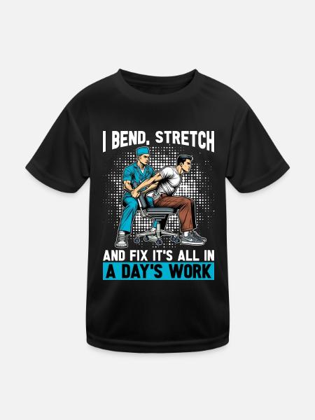 Physical Therapist I Bend Stretch Massage Therapy - Kids Functional T-Shirt - black - Front