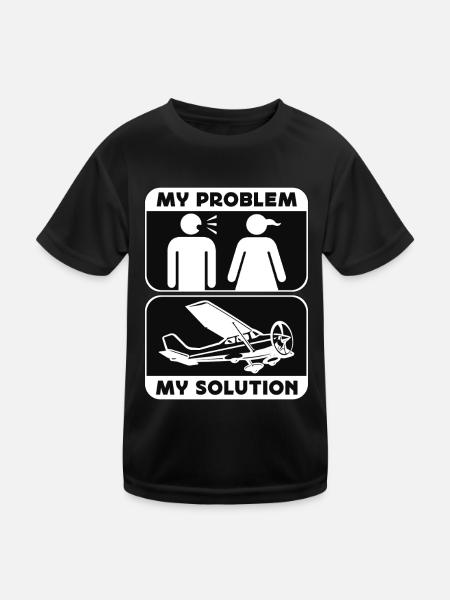 Aerobatic Pilot My Problem My Pictogram Mom Dad - Kids Functional T-Shirt - black - Front