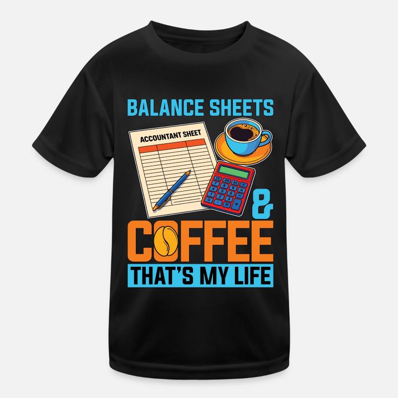 Bilans comptables et tableur de café T-shirt sport Enfant