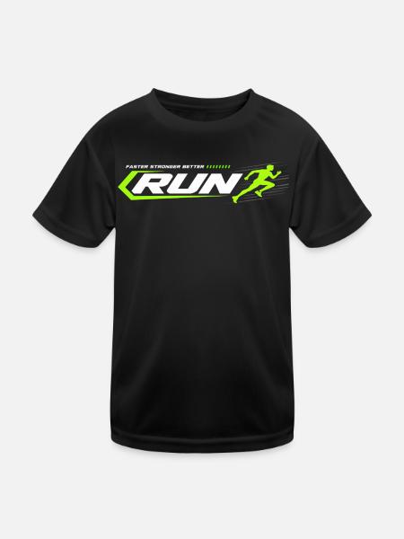 Neon Run Logo Sprint Look - Kids Functional T-Shirt - black - Front
