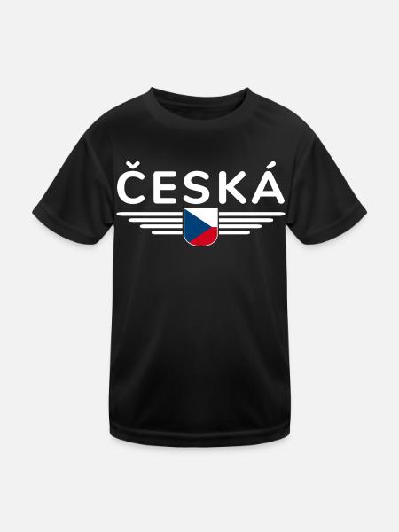 Ich liebe Tschechien T-Shirt Outfit Design - Kinder Funktions-T-Shirt - Schwarz - Vorne