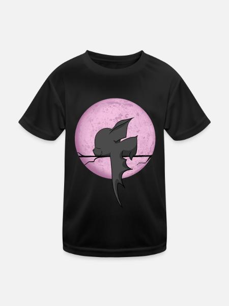 douce chauve-souris dort, avec lune, bande dessinée - T-shirt sport Enfant - noir - Devant