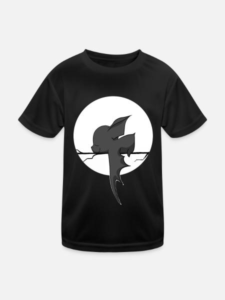 douce chauve-souris dort, avec lune, bande dessinée - T-shirt sport Enfant - noir - Devant