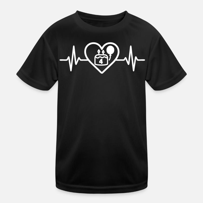 4 Year Old Child's Birthday Heart Cake Kids Functional T-Shirt