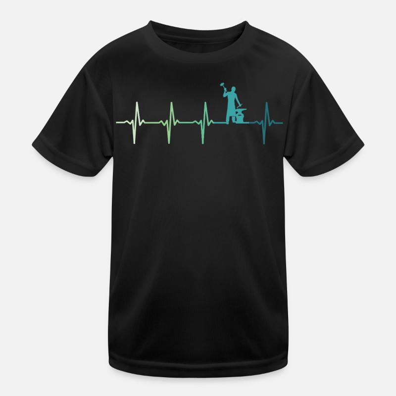 Schmiedhammer, Herzschlag, Metallarbeiter Kinder Funktions-T-Shirt