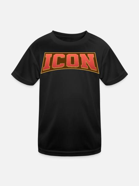 Icon - Kinder Funktions-T-Shirt - Schwarz - Vorne