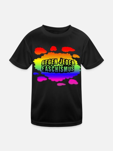 AfD stoppen gegen rechts Demokratie Vielfalt links - Kinder Funktions-T-Shirt - Schwarz - Vorne