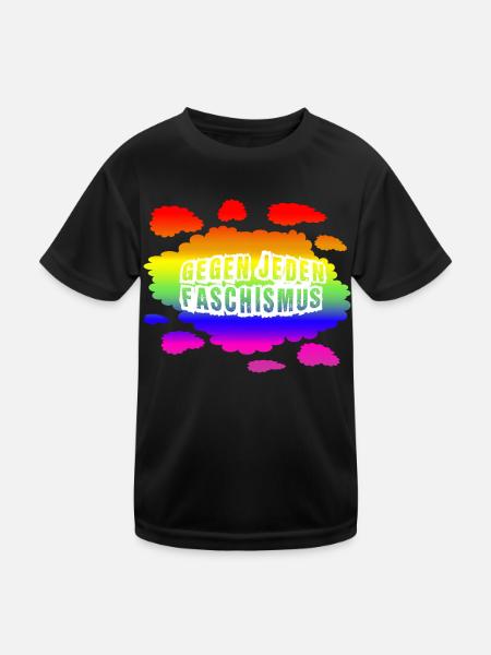 AfD stoppen gegen rechts Demokratie Vielfalt links - Kinder Funktions-T-Shirt - Schwarz - Vorne