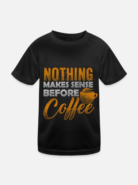 Coffee - Kinder Funktions-T-Shirt - Schwarz - Vorne