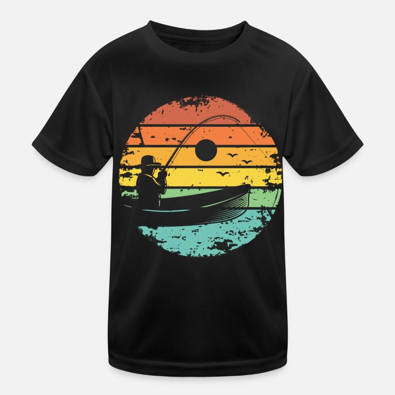 Pêche Pêcheur Bateau Rétro Coucher de soleil T-shirt sport Enfant