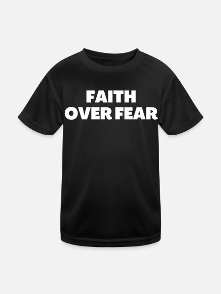 La foi plutôt que la peur - Citations chrétiennes - T-shirt sport Enfant - noir - Devant