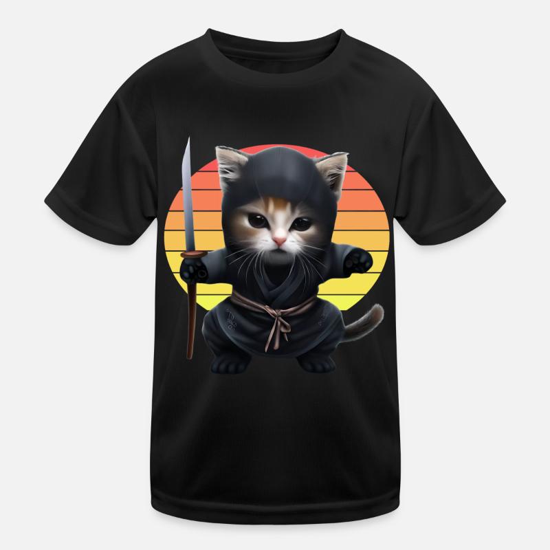 Coucher de soleil de chat ninja T-shirt sport Enfant