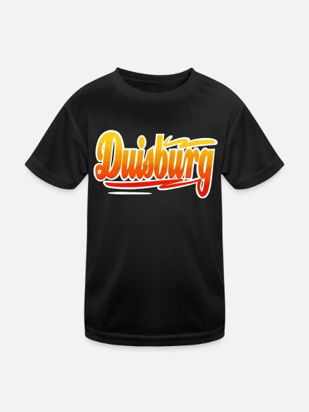 Duisburg - Kinder Funktions-T-Shirt - Schwarz - Vorne