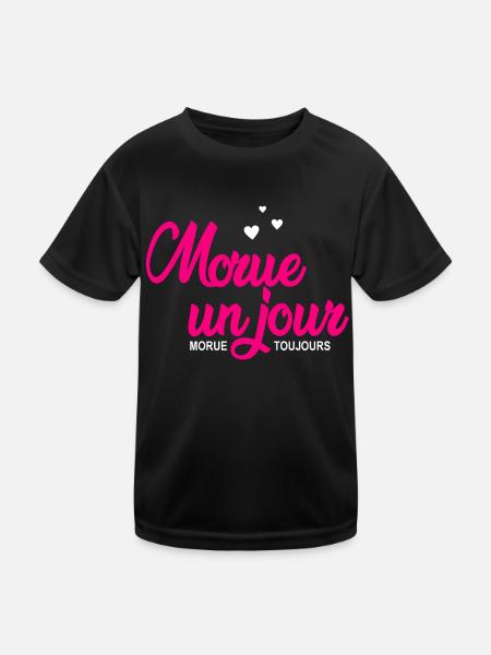 morue un jour morue toujours - T-shirt sport Enfant - noir - Devant