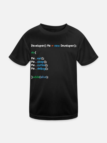 Developer Graphic Coder Programmer Computer Geek P - Kinder Funktions-T-Shirt - Schwarz - Vorne
