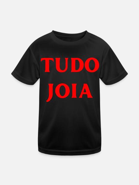 Portugiesisch Sprache glücklich Fröhlichkeit - Kinder Funktions-T-Shirt - Schwarz - Vorne