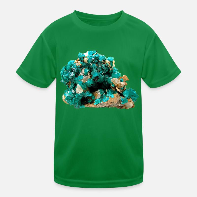 Dioptas Mineral Copper Emerald Silicate Crystal Kids Functional T-Shirt