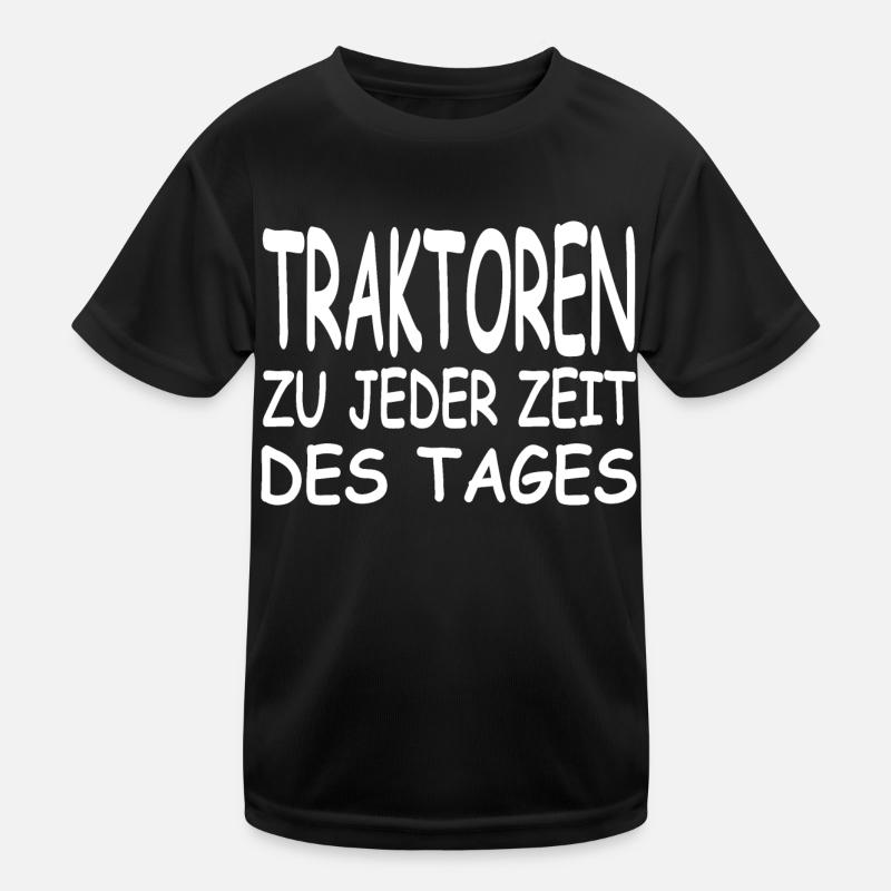 Traktor - Kinder Funktions-T-Shirt - Schwarz